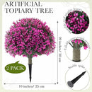 Yunlly 2 Pack 18" Artificial Boxwood Ball Bush Topiary Trees Fake Outdoor Plants, Realistic UV Resistance Faux Shrubs with Spike Greenery Topiary for Front Porch Garden Yard Patio Indoor (Fuchsia) by GreenHaven Gardens