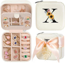 AYGXU Travel Jewelry Box for Women and Girls - Small Case With Initial A-Z - Teacher Gifts by TinyTreasures Baby Boutique