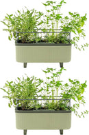 Vego Garden 2 Pack Herb Indoor Plant Box, Self Watering Planters Pots with Trellis for Kitchen Window Sill or Countertop Plants Cage - Sage Green by GreenHaven Gardens