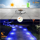 Quntis Solar Deck Lights for Outside, 3 Color Modes Deck Light Outdoor IP68 Waterproof, Solar Driveway Lights for Stair Pathway Walkway Road (Blue/Cool White/Warm White) 4 Pack by GreenHaven Gardens