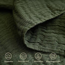 100% Cotton Muslin Throw Blanket for Bed, Couch, Small, Decorative, Soft, Pre-Washed, Breathable and Lightweight Gauze Blanket with Tassels, Suitable for All Seasons, Olive Green, 50"x60" by CozyNest Decor