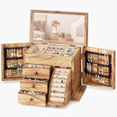 Jewelry Box Organizer, Solid Wood Jewelry Boxes fow Women with Mirror, Double Layer Jewelry Organizer Box Display Earring Necklace Bracelet Ring, Rustic Style Small Jewelry Box for Girls by TinyTreasures Baby Boutique