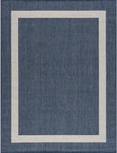 CAMILSON Outdoor Rug 9x12, Large Modern Outside Rugs for Patios Porches Waterproof Durable Washable Non-Shedding, Easy-to-Clean Indoor Outdoor Area Carpet (9 x 12, Bordered - Blue/White) by CozyNest Decor