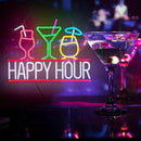 Happy Hour Neon Sign for Wall Decor Beer Bar Signs, USB Powered Dimmable LED Art Lights for Bar Pub Man Cave Party Club by CozyNest Decor