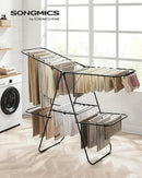 SONGMICS Clothes Drying Rack, Foldable 2-Level Laundry Drying Rack, Free-Standing Laundry Airer, with Height-Adjustable Wings, 33 Drying Rails, Sock Clips, Black ULLR053B01V1 by CozyNest Decor