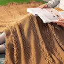 MIULEE Knitted Brown Throw Blanket for Couch,Boho Bed Decor Knit Outdoor Blankets Throw Size with Tassels Cozy Woven for Sofa Home Chair Wave Pattern 50" x 60" Inches by CozyNest Decor