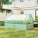 SAFSTAR Raised Garden Bed with Cover, 6FT x 3FT x 3FT Galvanized Bottomless Garden Bed with Greenhouse, Dual 2-Tier Roll-Up Windows, Outdoor Metal Planter Box Kit with Cover (Green)