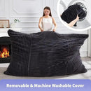 Hobestluk 3 in 1 Bean Bag Chair Giant Bean Bag Chairs Convertible Bean Bag Floor Cushion with Machine Washable Cover, Beanbag Chairs for Adult (Dark Grey) by CozyNest Decor