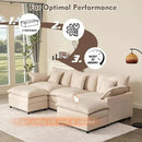 108" U Shaped Couch, Modular Sectional Sofa, 3-Seater Comfy Cloud Couch with Movable Ottoman, Deep Seat Couches for Living Room, Linen, Beige by CozyNest Decor