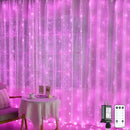 JMEXSUSS 300 LED Pink Curtain Lights Indoor, Christmas Lights Plug in, 8 Modes Pink String Lights for Bedroom Window Wall Party Backdrop Xmas Valentine Decorations, 9.8x9.8ft by CozyNest Decor