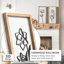 3D Black and White Wall Art (Set of 2) Lightweight, Wooden Ready-to-Hang Framed Floral Wall Art for Bathroom, Bedroom, Living Room or Office – Boho Botanical Farmhouse Decor – Gift-Boxed by CozyNest Decor