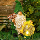 Gnome Garden Statue Figurine Decor with Solar Lights, Outdoor Garden Succulent Ornaments Waterproof Decoration for Outside Patio Yard Lawn Decor by GreenHaven Gardens