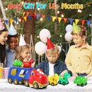 Toddler Car Toy for 2 3 4 5 Years Old, Dinosaur Transport Carrier Truck with 4 Pack Small Pull Back Dino Car, Friction Power Vehicle Christmas Birthday Gift for 18M+ Kids Boys Girls by TinyTreasures Baby Boutique