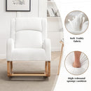 Rocking Chair Nursery, Nursing Rocking Chairs for Mom Nursery, Comfy Wingback Glider Rocking Armchair with Foot Rest and Side Pocket for Nursery Living Room Bedroom, Teddy White by TinyTreasures Baby Boutique