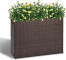 LEWIS&WAYNE Large Rectangular Block Planter Box Handmade Wicker Tall Planters for Outdoor Plants with Removable Liners Modern Planter for Indoor Outdoor Patio Deck - Brown, 38''x11''x30'' by GreenHaven Gardens