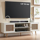 JYED Mid Century Modern TV Stand with Metal Mesh Doors and Open Shelf for 65" TVs,Antique White Media Console Wood Entertainment Center with Cable Holes for Living Room.59.06"x15.55"x20.87" by CozyNest Decor