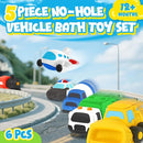 6 PCS Vehicle Floating Bath Toys Mold Free Infant Bath Tub Toys for 12 Months - No Hole Bathtub Toys for Toddlers 1-3 Water Pool Toys for Baby Toddler Ages 1+ by TinyTreasures Baby Boutique