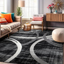 Rugshop Modern Wavy Circles Design Area Rug 7'10" x 10'2" Black by TinyTreasures Baby Boutique