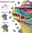 Wooden Puzzles for Adults, Glasses Crocodile Jigsaw Puzzles 200 Pieces Animal Unique Shaped Wood Cut Puzzle Gifts for Adults and Kids, Family Puzzle Games by TinyTreasures Baby Boutique