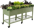 Rolling Elevated Raised Garden Bed-V Series, 2' x 6' Garden Beds with Legs & Storage Rack for Patio & Porch, 1000 Lbs Weight Capacity, Outdoor Planter Box for Vegetables Flower Herbs, Olive Green by GreenHaven Gardens