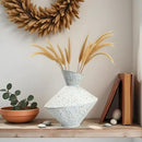Cast Iron Decorative Vase, Dried Flower Rustic Vases, Wabi Sabi Vase for Modern Home Decor, Living Room, Shelf Decor, Enterway, Wedding, Office, Table, Bedroom, Kitchen, 8.86" H (White) by CozyNest Decor