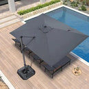 PURPLE LEAF 9' X 11.5' Patio Umbrella with Base Outdoor Cantilever Rectangle Umbrella Offset Umbrella with 360-degree Rotation for Garden Deck Pool Patio, Grey by GreenHaven Gardens