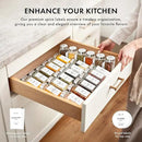 Glass Spice Jars with Label and Stainless Steel Lids (24 x 4oz) Spice Containers with 240 Labels, Shaker Inserts, Steel Funnel, Empty Square Empty Square Seasoning Organizer (White) by CozyNest Decor