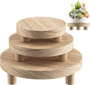 3 Pcs Wood Plant Stand Indoor Outdoor, Round Wood Riser for Decor 6/8/10" Wooden Stool Display Stand Flower Pot Holder Small Planter Tray Modern Potter Decorative for Desktop Counter Room (Natural) by GreenHaven Gardens