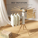 Tripod Clothes Drying Rack, Garment Rack Portable and Foldable Space Saving Laundry Drying Rack - Dryer Rack Clothing Floor Folding Balcony Bedroom Household (Beige(Wood), 16 rods) by CozyNest Decor