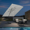 PURPLE LEAF 10 Feet Patio Umbrella with Base Outdoor Cantilever Solar Powered LED Square Umbrella Aluminum Offset Umbrella with 360-degree Rotation for Garden Deck Pool Patio White by GreenHaven Gardens