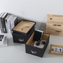 Soul & Lane Black Decorative Cardboard Storage Boxes with Lids, Set of 2 Stacking Keepsake Photo and Memory Boxes for Home & Office, Elegant Paperboard Organizers with Label Holders and Drawer Pulls by TinyTreasures Baby Boutique