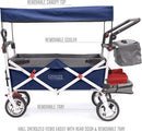 Creative Outdoor Push Pull Stroller Wagon for Kids,150lbs Weight Capacity, Collapsible Folding Cart with Canopy, Silver Series Plus, Beach, Park, Garden & Tailgate (Navy Blue) by GreenHaven Gardens