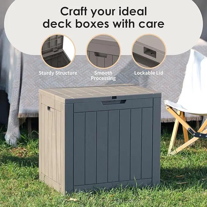 DRATO Deck Boxes, 31 Gallon Outdoor Storage Box for Patio Cushion, Sports Equipment, Garden Tools, Waterproof and UV Resistant, Lockable (Grey), photo 4 of 7