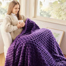 NEWCOSPLAY Super Soft Throw Blanket Purple Premium Silky Flannel Fleece 3D Clouds Stylish Jacquard Lightweight Bed Blanket All Season Use 350GSM (Purple, Throw(50"x60")) by CozyNest Decor
