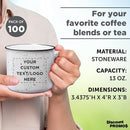 DISCOUNT PROMOS Custom Ceramic Campfire Coffee Mugs 13 oz. Set of 100, Personalized Bulk Pack - Perfect for Tea, Espresso, Cappuccino, Hot Cocoa - White by TinyTreasures Baby Boutique