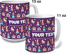 Personalized Mug for Kids - Princesses - Custom Name/Text, Ceramic Hot Chocolate/Cocoa/Coffee Cup for Girls, Birthday/Christmas/Holiday Gift - 15 oz, Red Handle by TinyTreasures Baby Boutique