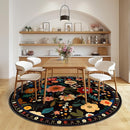 Floral 8ft Area Rug Machine Washable Soft Print Boho Carpet Non Slip Doormat Low Pile Flower Area Rugs for Living Room Bedroom Nursery Kitchen Dining Room Indoor-Black by TinyTreasures Baby Boutique