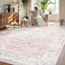 LIVEBOX Pink 10x14 Area Rug for Bedroom Girls, Boho Washable Rugs for Living Room Nursery, Non-Slip Indoor Soft Carpet Low-Pile Farmhouse Carpets for Dining Room Kids Playroom, Pink by TinyTreasures Baby Boutique