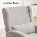 Rocking Chair Nursery with Foot Rest, Wingback Nursery Rocking Chairs, Teddy Nursing Glider Rocker Chair with Pillow and High Back for Nursery, Living Room, Bedroom, Grey by TinyTreasures Baby Boutique