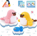 Crochet Kit for Beginners - Seal Crochet Kits with Step-by-Step Video Tutorials, Beginner Crochet Kit for Adults Kids, Crochet Animal Kit, 2 PCS Seals with a Fish Crocheting Set by TinyTreasures Baby Boutique