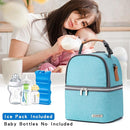 Breastmilk Cooler Bag with Ice Pack Fits 6 Baby Bottles up to 9 Ounce, Breast Milk Pump Cooler Bag with Shoulder Strap for Nursing Mom Daycare, Work, Travel- Lake Green by TinyTreasures Baby Boutique