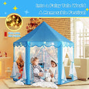 Monobeach Princess Tent Girls Large Playhouse Kids Castle Play Tent with Star Lights Toy for Children Indoor and Outdoor Games, 55'' x 53'' (DxH) (Blue Prinecss Tent with Little Star Lights) by TinyTreasures Baby Boutique