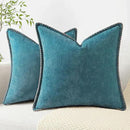decorUhome Chenille Soft Throw Pillow Covers 26x26 Set of 2, Farmhouse Velvet Neutral Decorative Euro Pillow Covers with Stitched Edge for Couch Sofa Bed Home Decor, Teal by CozyNest Decor