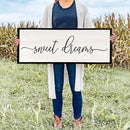 Sweet Dreams Wall Decor Above Bed 40''×15'' Master Bedroom Large Sweet Dreams Sign Farmhouse Wall Decor Guest Room Wood Rustic Framed Over Bed Wall Art Hanging Decoration (Black) by CozyNest Decor