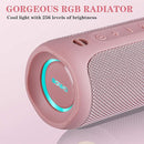 SOWO Outdoor Wireless Portable Bluetooth Speaker, IPX7 Waterproof Speaker, 25W Loud Sound, Bassboom Technology, TWS Pairing, 16H Playtime with Lights - Pink by TinyTreasures Baby Boutique