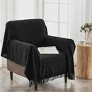 inhand Knitted Throw Blankets for Couch and Bed, Soft Cozy Knit Blanket with Tassel, Black Lightweight Decorative Blankets and Throws, Farmhouse Warm Woven Blanket for Men and Women, 60"x80" by CozyNest Decor
