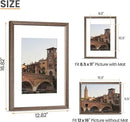 upsimples 12x16 Picture Frame, Natural Solid Wood Picture Frames, Display 8.5x11 with Mat or 12 x 16 Without, Vertical & Horizontal Wall Hanging, 1 Pack, Brown by CozyNest Decor
