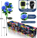 Solar Flower Lights Outdoor - Upgraded New Material Two Modes Realistic LED Solar Powered Waterproof Lights with 5 Roses, Solar Decorative Stake for Garden (Blue, 2 Pack) by GreenHaven Gardens