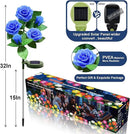 Solar Flower Lights Outdoor - Upgraded New Material Two Modes Realistic LED Solar Powered Waterproof Lights with 5 Roses, Solar Decorative Stake Lights for Garden (Blue, 1 Pack) by GreenHaven Gardens