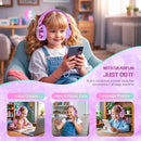 QearFun Kids Headphones Wired with Mic, 85/94dB Safe Volume Limit, Foldable Over Ear, Tangle-Free Cord & Sharing Port, Wired On-Ear Headset for School, Chromebook, Tablet, Travel - Boys & Girls by TinyTreasures Baby Boutique